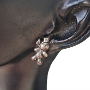 Vintage Sterling Silver Snowman Stud Earrings – Dainty Winter Jewelry 925